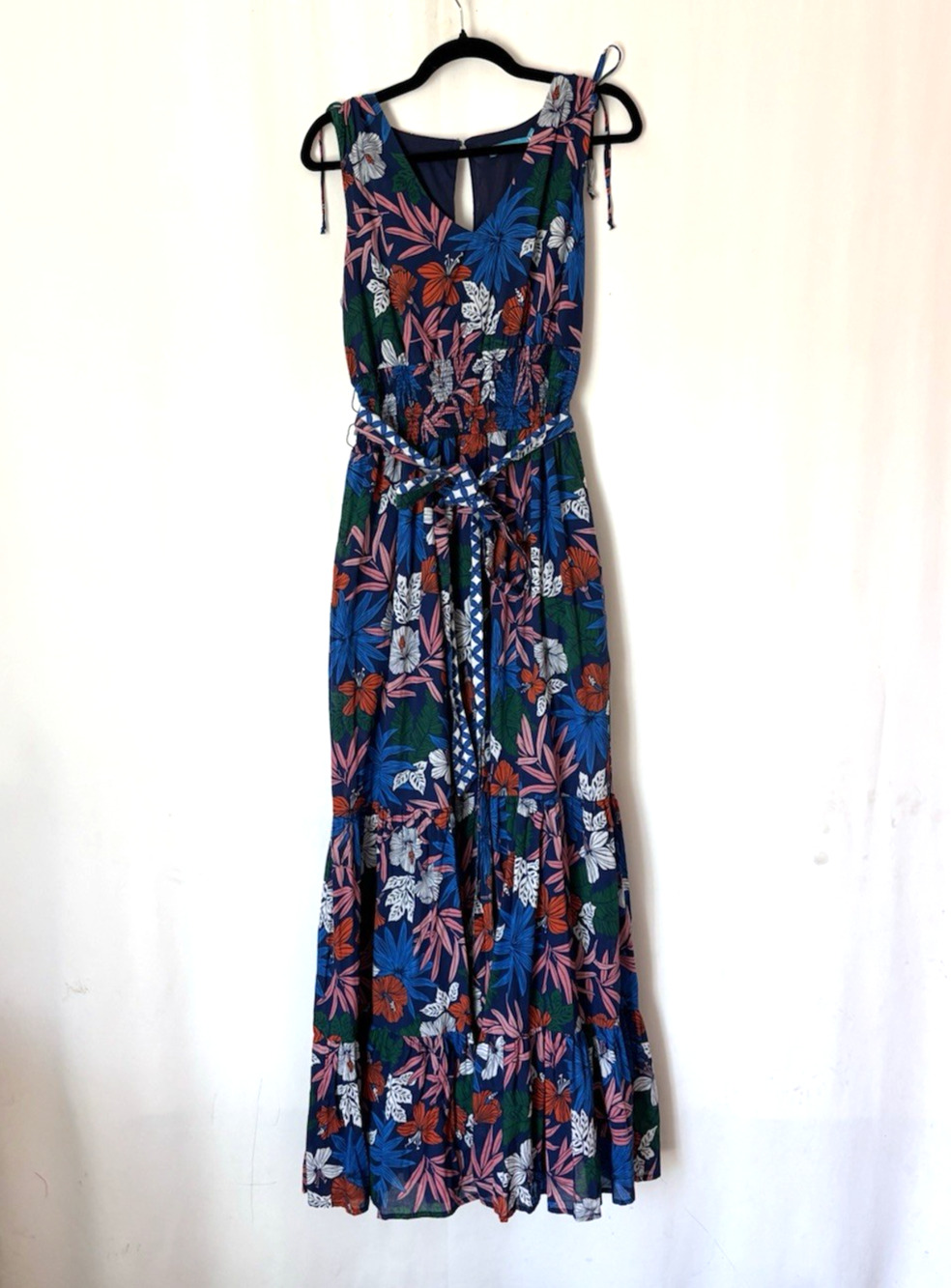 Tori Richard Maxi Dress Large Multicolor Floral Boho Sleveless Cotton